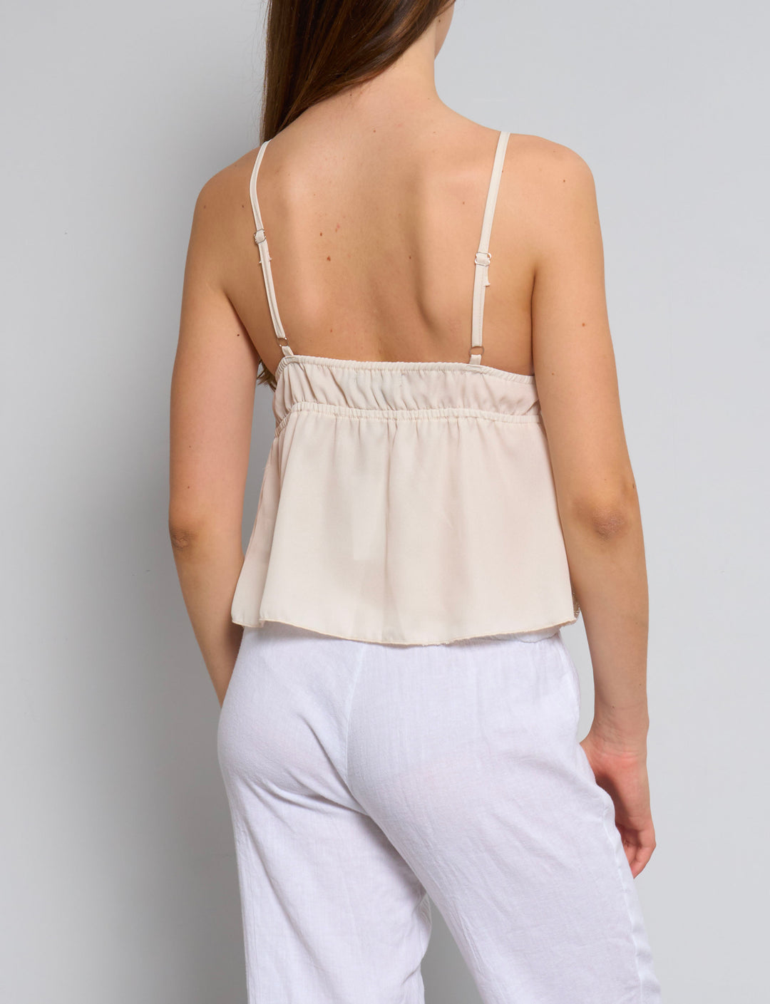 Top panna ricamato con perline retro