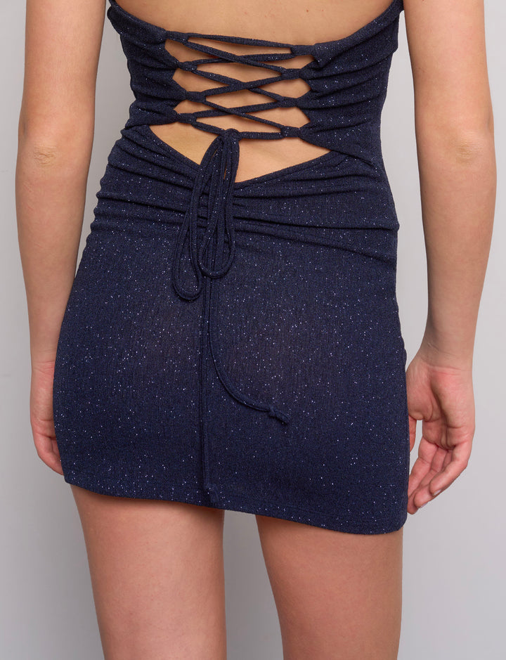 Vestito blu navy glitterato -  ABITO  