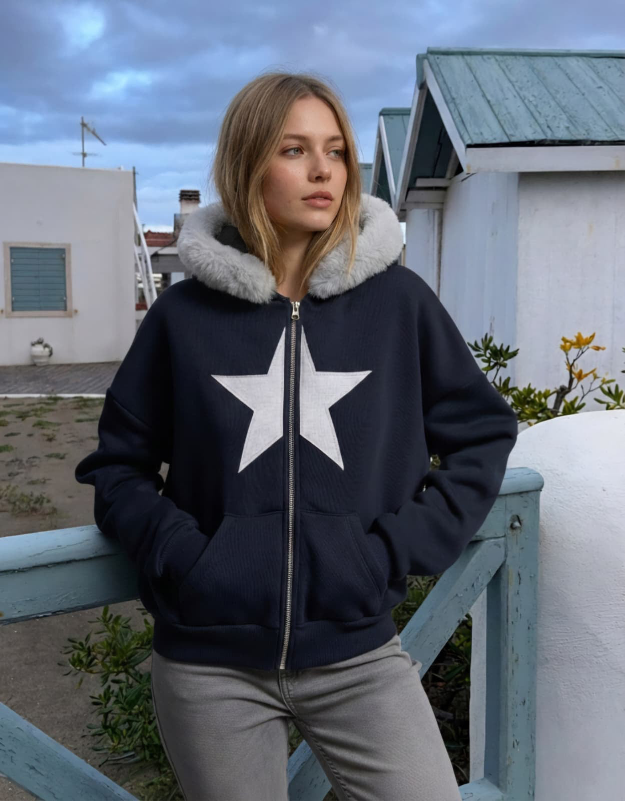 Felpa con pelliccia