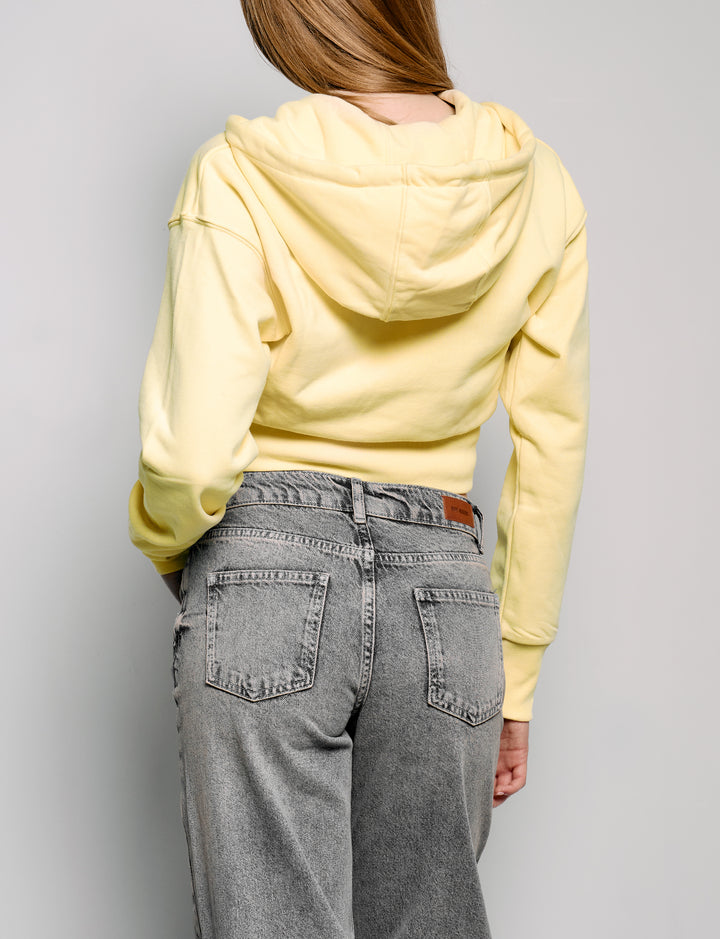 Felpa gialla crop con zip