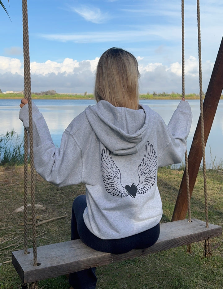 Felpa stampata oversize con zip