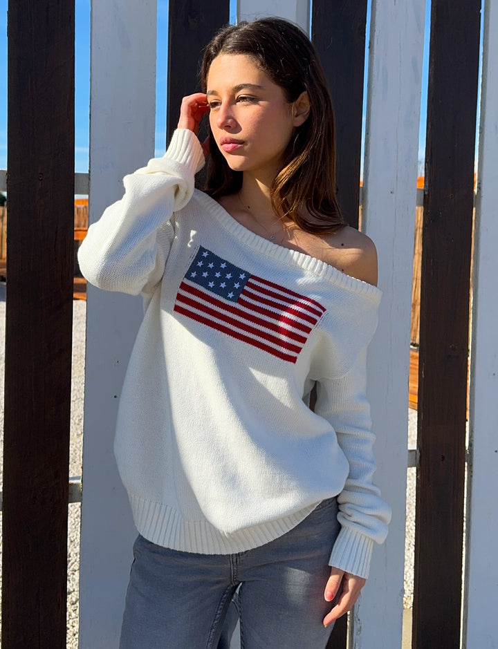 Maglione intarsio bandiera