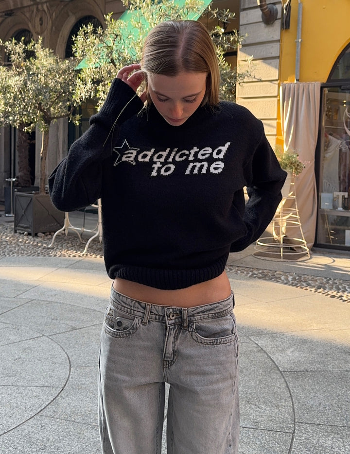 Maglione intarsio scritta