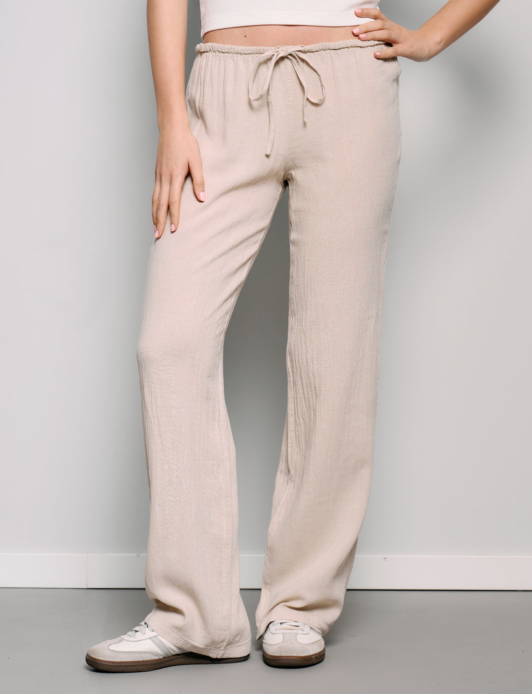 Pantalone in lino beige