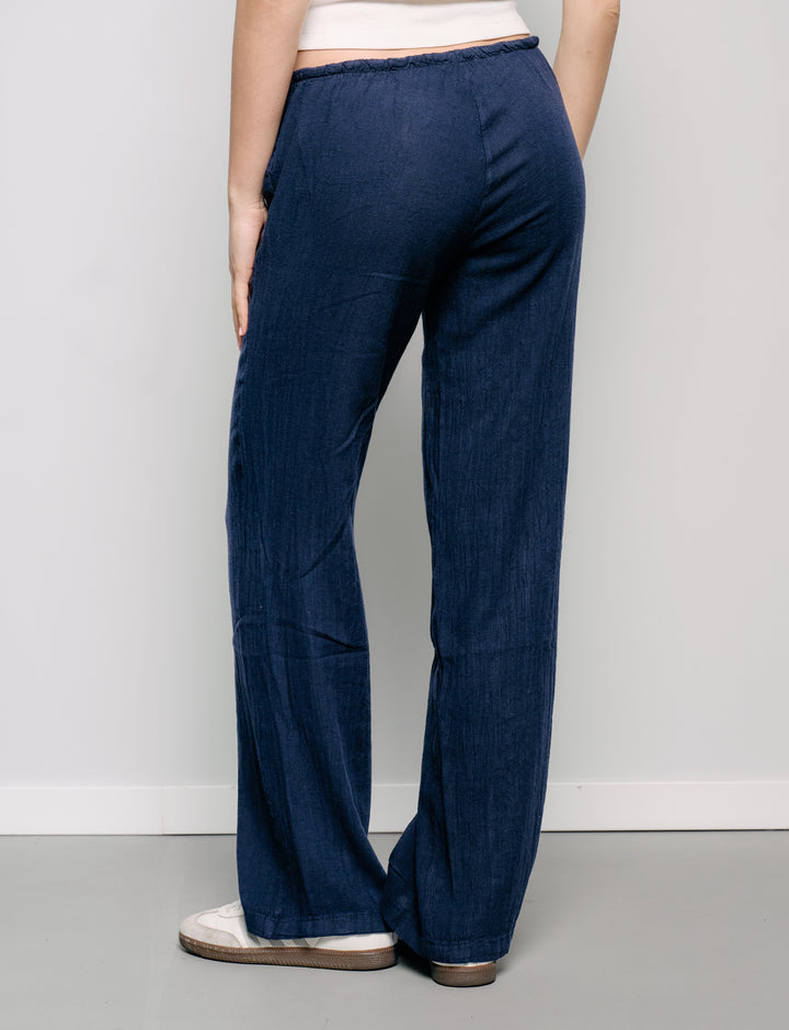 Pantalone in lino blu navy