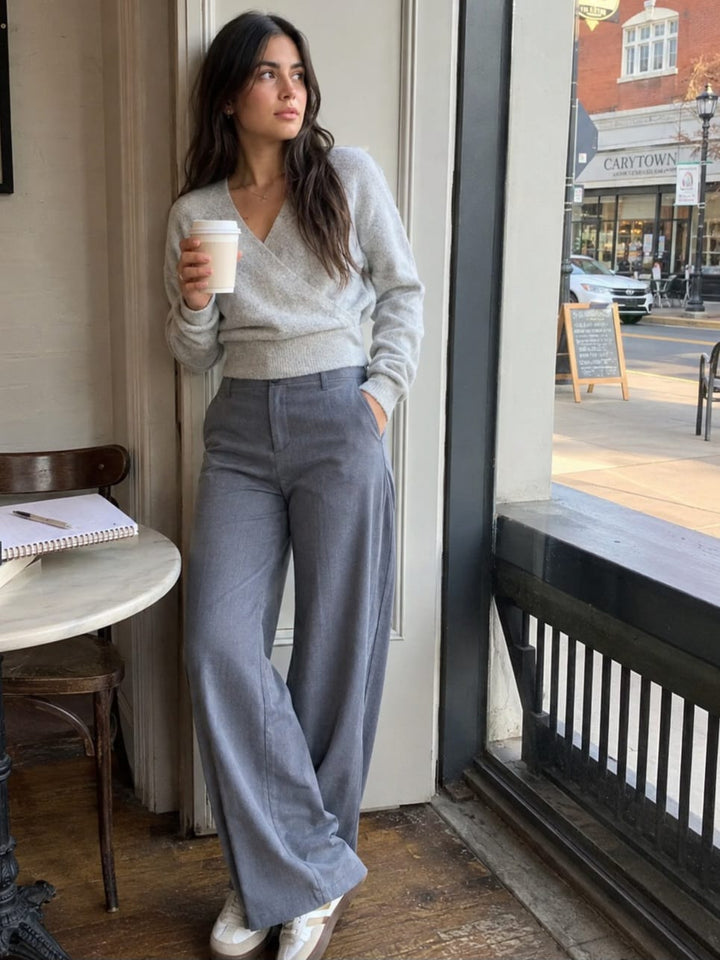 Elegant dark gray wide-leg trousers