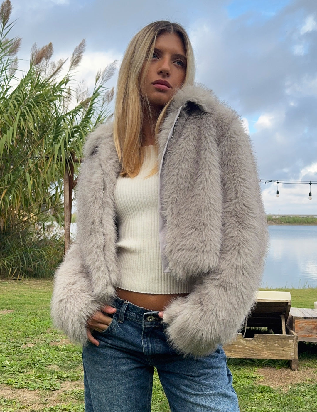 Giacca effetto pelliccia