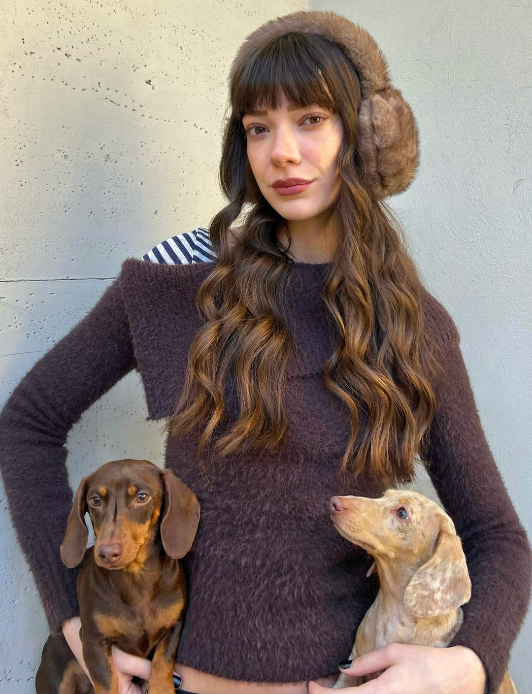 Maglione effetto pelo off-shoulder